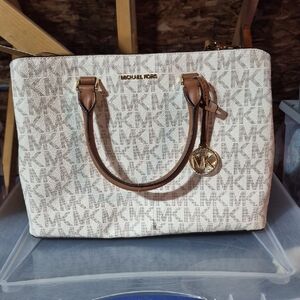 Michael Kors Monogram Tote Bag - Cream and Brown